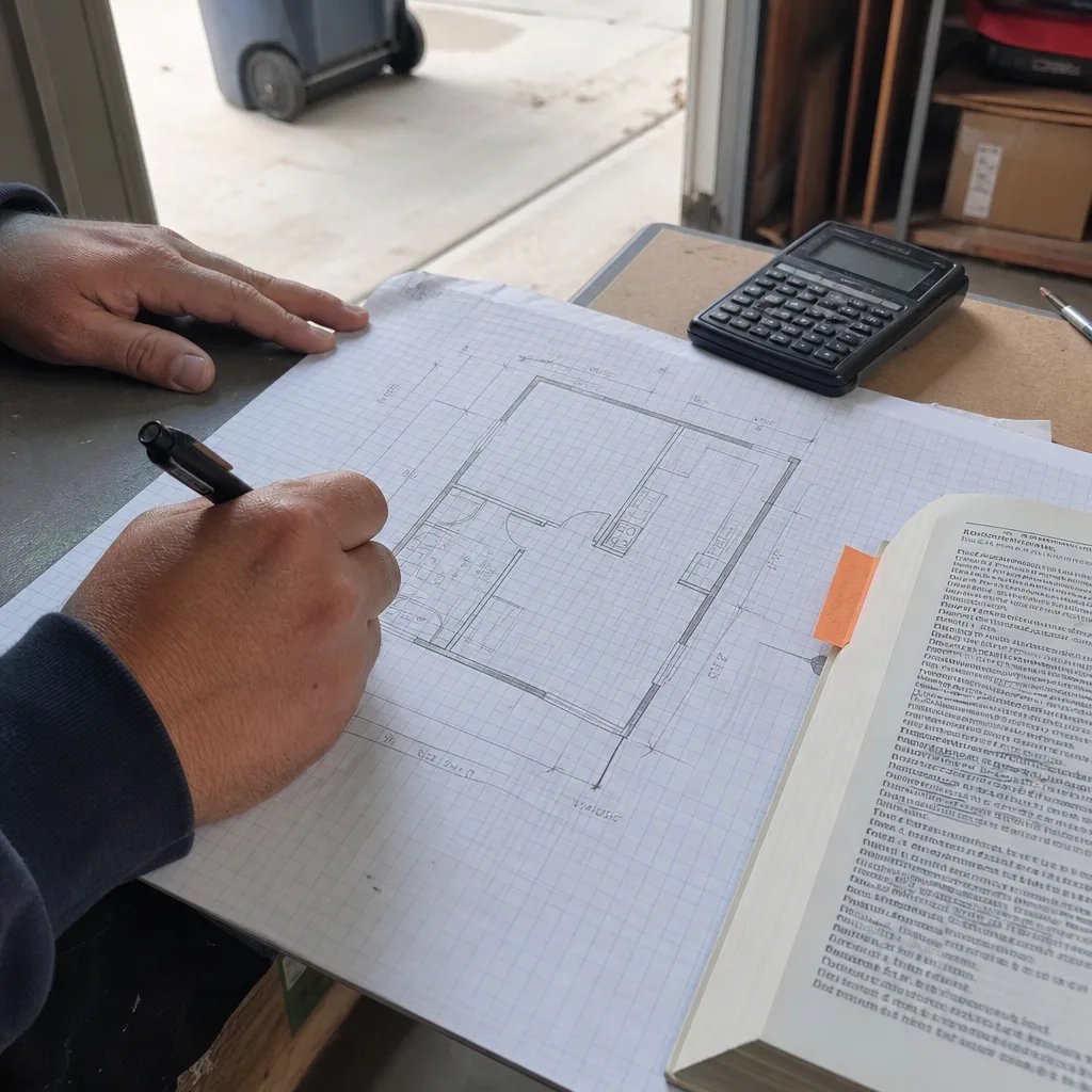 Professional designer drafting ADU floor plans for permitting and construction.